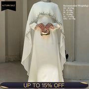 Celestial Rhinestone Abaya with Matching Cape | Luxury 2-Piece Evening Abaya Dress (AA251)